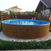 Бассейн Лагуна 2х1,25м круглый, светлое дерево - wod-mir.ru 