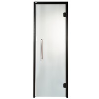 Дверь стеклянная Grandis GS 9х21 - прозрачная, чёрный профиль (для хамама) - wod-mir.ru 