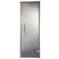 Дверь стеклянная Grandis GS 9х21 - графит, серебристый профиль (для хамама) - wod-mir.ru 