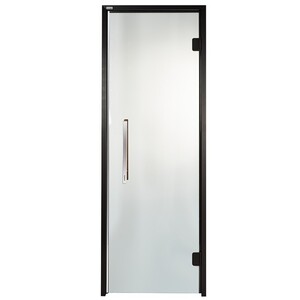 Дверь стеклянная Grandis GS 7х19 - прозрачная, чёрный профиль (для сауны) - wod-mir.ru 