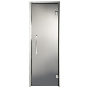 Дверь стеклянная Grandis GS 7х20 - графит, серебристый профиль (для сауны) - wod-mir.ru 