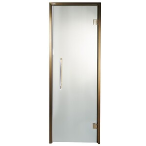 Дверь стеклянная Grandis GS 9х21 - прозрачная, бронзовый профиль (для сауны) - wod-mir.ru 