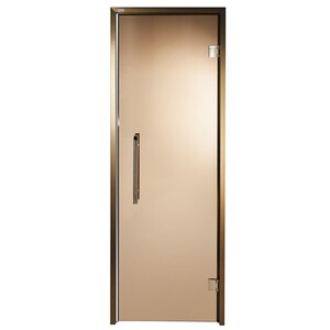 Дверь стеклянная Grandis GS 8х19 - бронза, бронзовый профиль (для сауны) - wod-mir.ru 