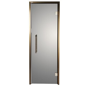 Дверь стеклянная Grandis GS 8х21 - графит, бронзовый профиль (для сауны) - wod-mir.ru 